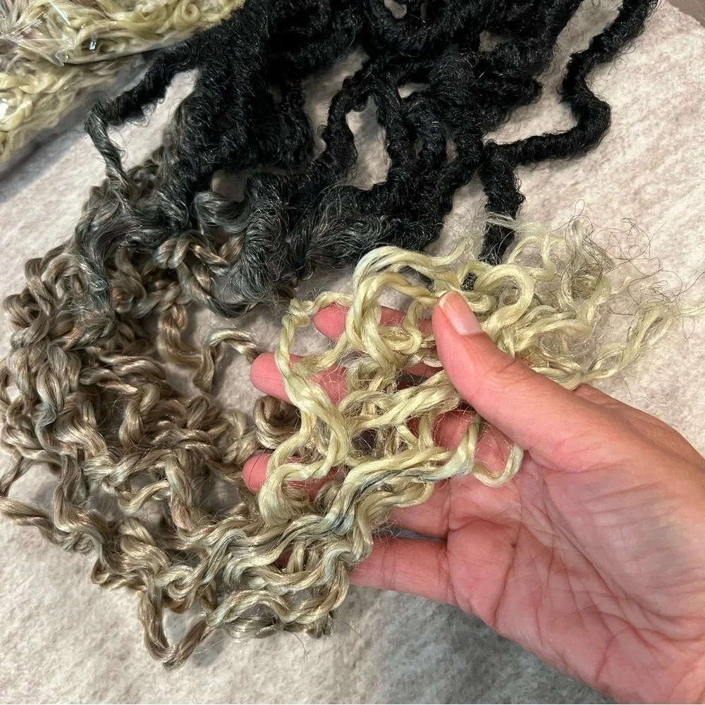 24” Goddess Locs Crochet Hair 7 Packs Boho Queen Locs Black to Blonde Curly #D18